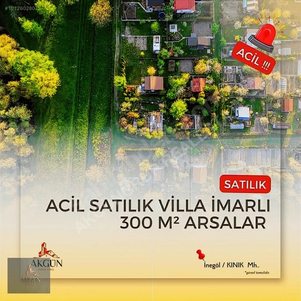 AKGÜN'DEN SATILIK İNEGÖL KINIK MH 300m2 VİLLALIK ARSALAR! Fotoğraf 1