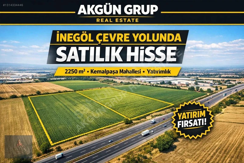 AKGÜN'DEN SATILIK KMLPAŞA MH ÇEVRE YOLUNDA 2250M2 TARLA HİSSESİ
